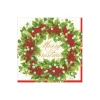 Caspari Christmas Napkins|Paper Cocktail Napkins|Holly and Berry Wreath Merry Christmas Paper Cocktail Napkins - 20 Per Package