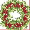Caspari Christmas Napkins|Paper Dinner Napkins|Holly and Berry Wreath Paper Dinner Napkins - 20 Per Package