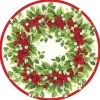 Caspari Christmas Placemats & Coasters|Paper Placemats|Holly and Berry Wreath Round Paper Placemats - 12 Per Package
