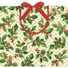 Caspari Gift & Bottle Bags|Holly And Fretwork Gift Bags - includes 1 Gift Bags