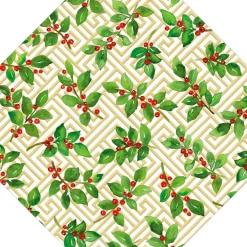 Caspari Christmas Placemats & Coasters|Holly And Fretwork Hardback Placemat - 1 count