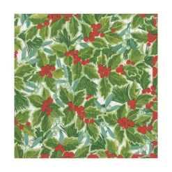 Caspari Christmas Napkins|Paper Luncheon Napkins|Holly and Mistletoe Paper Luncheon Napkins - 20 Per Package