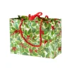 Caspari Gift & Bottle Bags|Holly and Mistletoe Small Gift Bag in White - 1 Each
