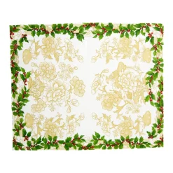 Caspari Christmas Napkins|Paper Guest Towels|Holly Ceramic Ivory & Gold Guest Towel Napkins - 15 Per Package