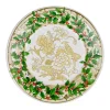 Caspari Christmas Plates|Paper Salad And Dessert Plates|Holly Ceramic Ivory & Gold Paper Salad & Dessert Plates - 8 Per Package