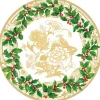 Caspari Christmas Placemats & Coasters|Holly Ceramic Ivory/Gold Hardback Placemat - 1 count