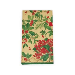 Caspari Christmas Napkins|Paper Guest Towels|Holly Chintz Gold Guest Towel Napkins - 15 Per Package