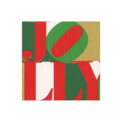 Caspari Christmas Napkins|Paper Cocktail Napkins|Holly Jolly Paper Cocktail Napkins - 20 Per Package