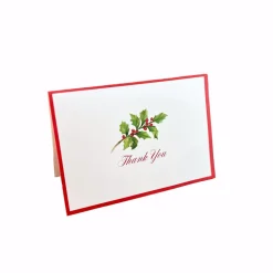 Caspari Thank You Notes|Holly Sprig Thank You Notes - 8 Thank You Notes and Envelopes per Box