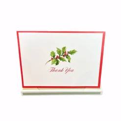 Caspari Thank You Notes|Holly Sprig Thank You Notes - 8 Thank You Notes and Envelopes per Box