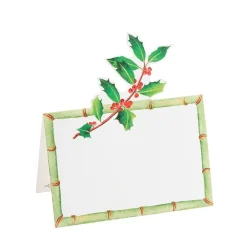 Caspari Christmas Place Cards|Place Cards|Holly Trellis Die-Cut Place Cards - 8 Per Package