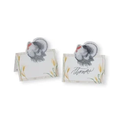 Caspari Thanksgiving|Place Cards|Homestead Turkey Taupe Die-Cut Place Cards - 8 Per Package
