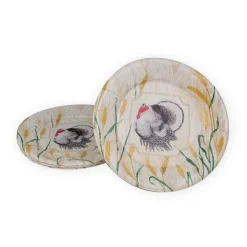 Caspari Thanksgiving|Paper Dinner Plates|Homestead Turkey Taupe Dinner Plates - 8 Per Package