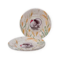 Caspari Thanksgiving|Paper Salad And Dessert Plates|Homestead Turkey Taupe Salad & Dessert Plates - 8 Per Package