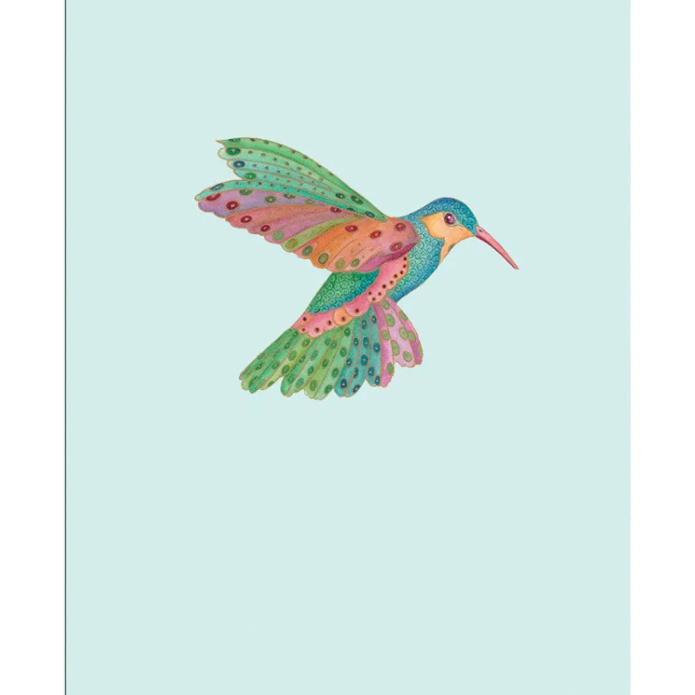Caspari Gift Tags & Enclosure Cards|Hummingbird Foil Enclosure Cards & Envelopes - 4 Mini Cards & 4 Envelopes