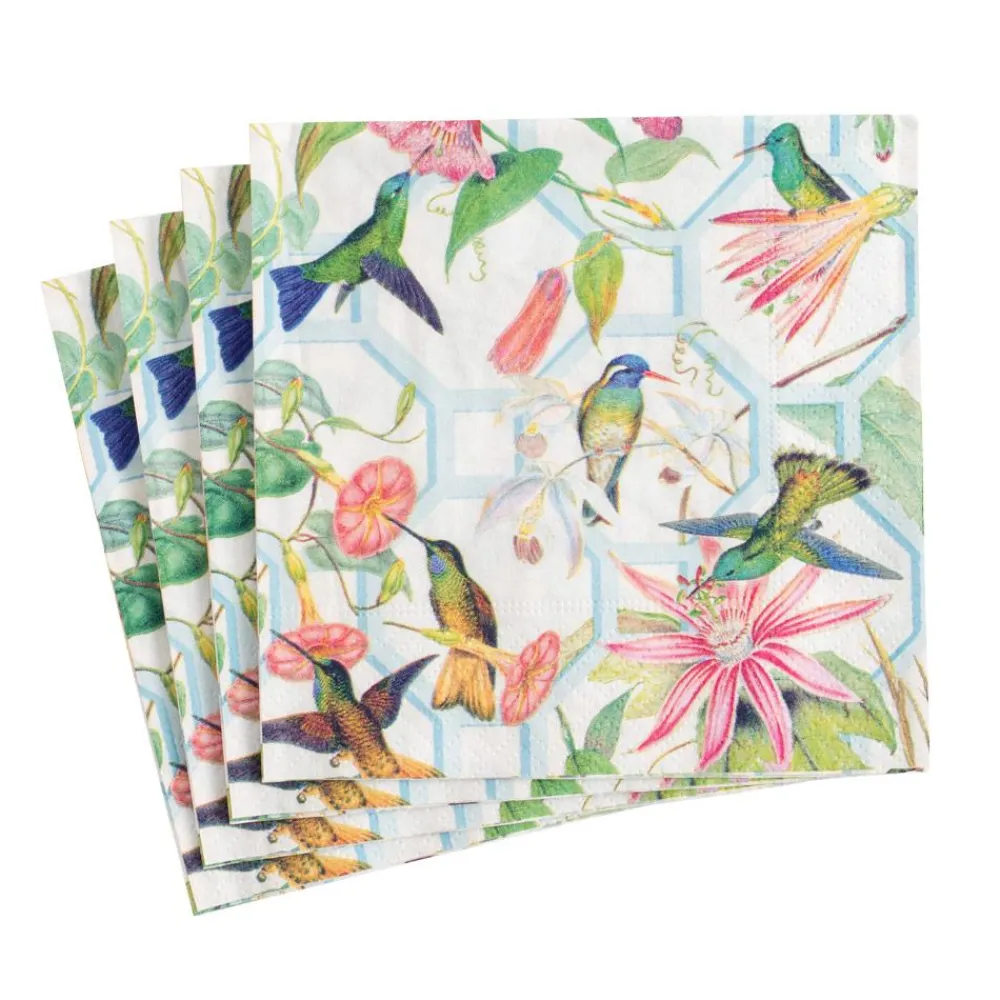 Caspari Paper Cocktail Napkins|Hummingbird Trellis Paper Cocktail Napkins - 20 Per Package