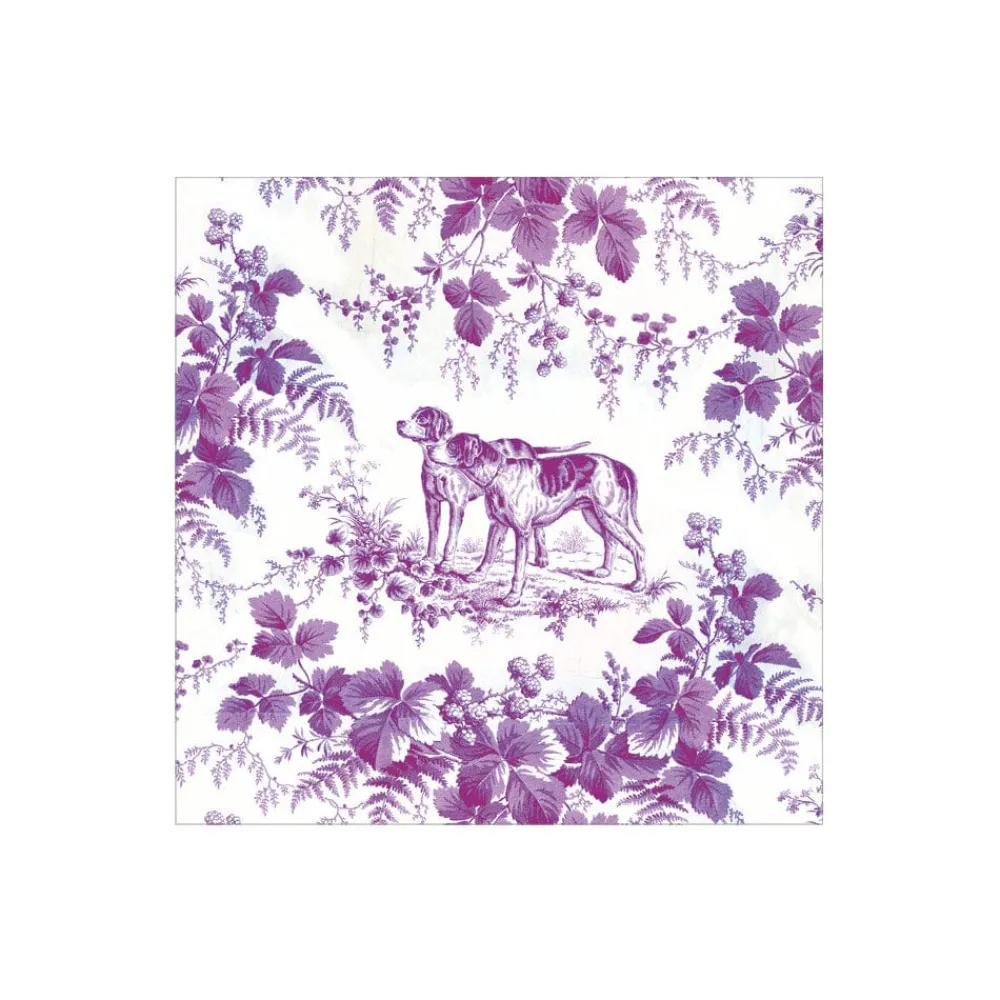 Caspari Paper Cocktail Napkins|Hunting Toile Aubergine Cocktail Napkins - includes 20 Cocktail Napkins
