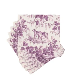 Caspari Paper Cocktail Napkins|Hunting Toile Aubergine Cocktail Napkins - includes 20 Cocktail Napkins