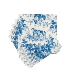 Caspari Paper Cocktail Napkins|Hunting Toile Blue Cocktail Napkins - includes 20 Cocktail Napkins