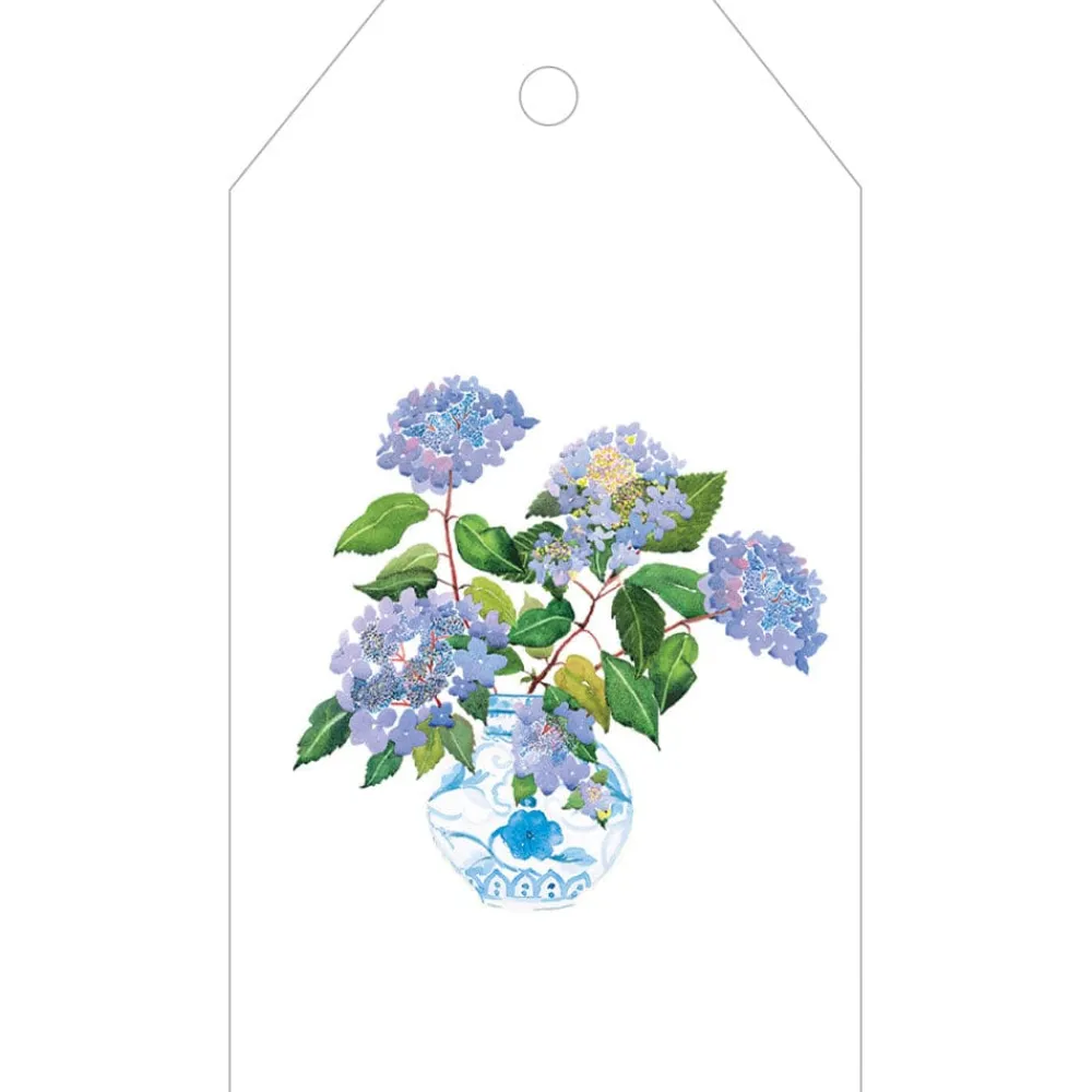 Caspari Bridal Shower|Gift Tags & Enclosure Cards|Hydrangeas And Porcelain Gift Tags - 4 Per Package