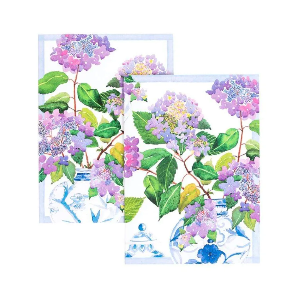 Caspari Note Cards|Hydrangeas and Porcelain Assorted Boxed Note Cards - 8 Note Cards & 8 Envelopes