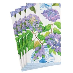 Caspari Bridal Shower|Paper Guest Towels|Hydrangeas and Porcelain Paper Guest Towel Napkins - 15 Per Package