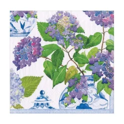 Caspari Bridal Shower|Paper Luncheon Napkins|Hydrangeas and Porcelain Paper Luncheon Napkins - 20 Per Package