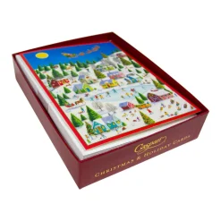 Caspari Christmas And Holiday Cards|Boxed Holiday Cards|Ice Skating at Christmas Large Boxed Christmas Cards - includes 15 cards & envelopes
