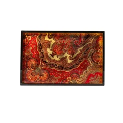 Caspari Lacquerware|Bar Trays|Jaipur Crimson Lacquer Sm Rect Tray - 8 7/8 X 13 3/4