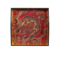 Caspari Lacquerware|Tailgates|Jaipur Crimson Lacquer Square Tray - 14" Square