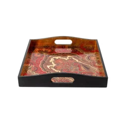Caspari Lacquerware|Tailgates|Jaipur Crimson Lacquer Square Tray - 14