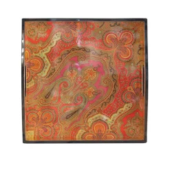 Caspari Lacquerware|Mother'S Day|Jaipur Fuchsia Lacquer Square Tray - 14" Square