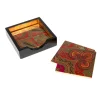 Caspari Lacquerware|Tailgates|Jaipur Fuchsia Set Of 4 Lacquer Coasters - 4" Diameter