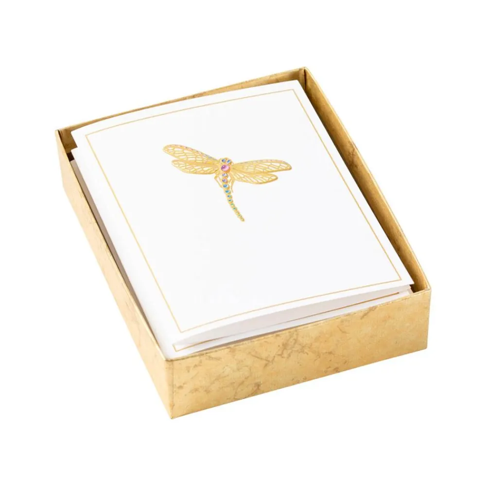 Caspari Note Cards|Jeweled Insects Foil Embossed Assorted Boxed Note Cards - 10 Note Cards & 10 Envelopes