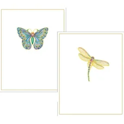 Caspari Note Cards|Jeweled Insects Foil Embossed Assorted Boxed Note Cards - 10 Note Cards & 10 Envelopes