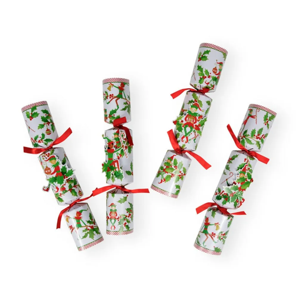 Caspari Christmas Crackers|Celebration Crackers|Jingle Elves Christmas Crackers - 8 Per Box