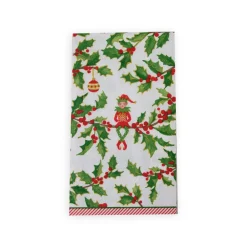 Caspari Christmas Napkins|Paper Guest Towels|Jingle Elves Guest Towel Napkins - 15 Per Package