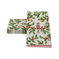Caspari Christmas Napkins|Paper Guest Towels|Jingle Elves Guest Towel Napkins - 15 Per Package