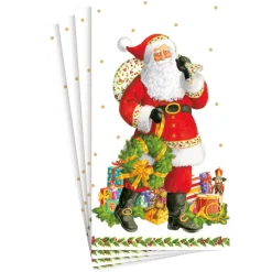 Caspari Christmas Napkins|Paper Guest Towels|Jolly St. Nick Paper Guest Towel Napkins - 15 Per Package