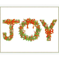 Caspari Christmas And Holiday Cards|Boxed Holiday Cards|Joy Peppermint Garland Petite Boxed Christmas Cards - includes 15 cards & envelopes