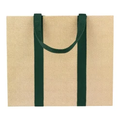 Caspari Gift & Bottle Bags|Jute And Twill Large Natural & Hunter Gift Bags - One Gift Bag Included