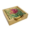 Caspari Coasters|Lacquer Trays And Accessories|La Dolce Vita Gold Lacquer Coasters - Set Of 4 Coasters In Holder