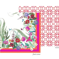 Caspari Kitchen Essentials|Table Linens|La Dolce Vita Kantha Quilt Fuchsia & Orange Table Covers - 1 Table Cover