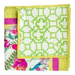 Caspari Kitchen Essentials|Table Linens|La Dolce Vita Kantha Quilt Sage & Lavender Table Covers - 1 Table Cover
