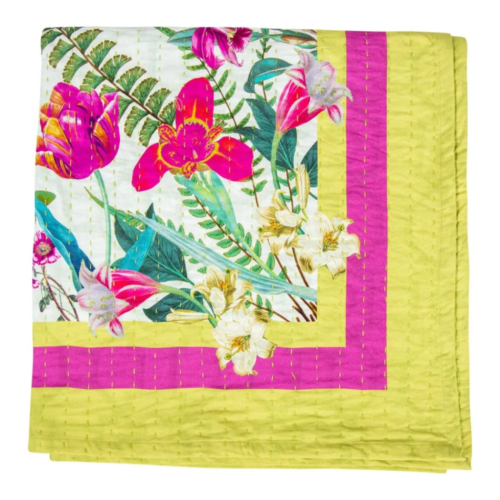 Caspari Kitchen Essentials|Table Linens|La Dolce Vita Kantha Quilt Sage & Lavender Table Covers - 1 Table Cover