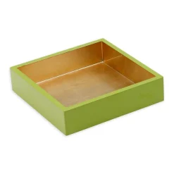 Caspari Lacquerware|Tailgates|Lacquer Luncheon Napkin Holder in Sage & Gold - 1 Each