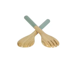 Albert L Punkt Kitchen Essentials|Lacquer Trays And Accessories|Lacquered Bamboo Salad Servers in Ice Blue - 1 Pair