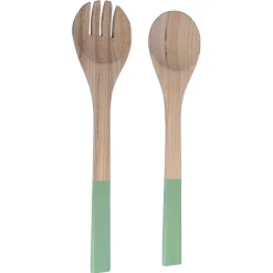 Albert L Punkt Kitchen Essentials|Lacquer Trays And Accessories|Lacquered Bamboo Salad Servers in Pastel Green - 1 Pair