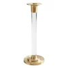 Caspari Summer Picnic|Engagement Party|Large Brass & Resin Candlestick in Clear - 1 Each