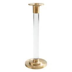 Caspari Summer Picnic|Engagement Party|Large Brass & Resin Candlestick in Clear - 1 Each